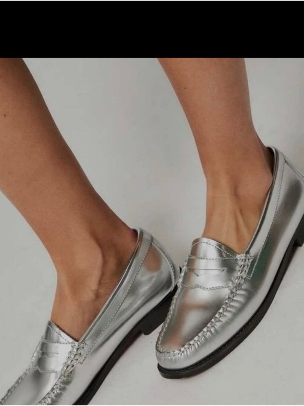 G. H. Bass Whitney Easy Weejuns Leather Penny Loafer Women's Sz 8.5 Silver